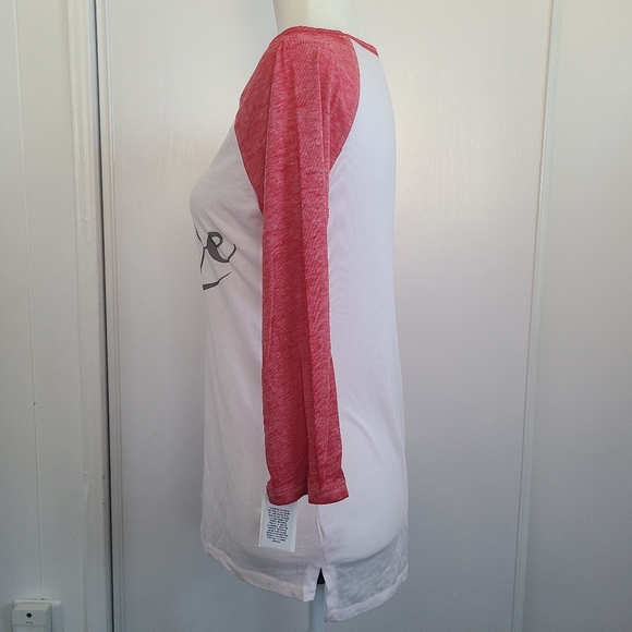 Zoe+Liv Christmas Holiday "Believe" Raglan 3/4 Sleeve Graphic TShirt NWT Size M - Picture 4 of 5